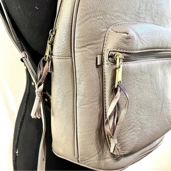 G.H. Bass & Co. Gray Dome Pebbled Faux Leather Backpack - Picture 4 of 10